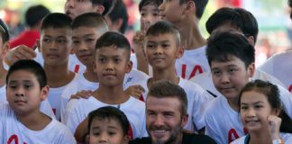 Beckham Adds Star Power to Thai Soccer Clinic