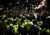 Brexit march: five arrests as Leave supporters clash with police in Westminster on day UK was scheduled to exit the EU