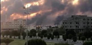 Iran-backed militants admit drone swarm strike on world’s largest oil processing plant in Saudi and at second nearby facility sparking huge fires as tensions reach boiling point following tanker attacks
